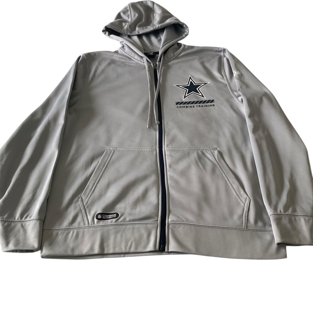 NFL Team Apparel DALLAS COWBOYS COMBINE TRAINING Gray Zip Up Hoodie Size Large